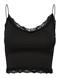 ONLY Damen Onlvicky Lace Seamless Cropped Top Noos, Schwarz,S-M