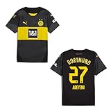 PUMA Original BVB Trikot Kinder [Away 24/25] Offizielles Borussia Dortmund Trikot [Adeyemi 27] Fußball Trikot Sport Fussball Geschenke Jungen BVB Fanartikel Kinder I Gr. 140