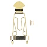 4 Saiten Tailpiece Brücke, Gitarren Tailpiece Brücke, Trapez Tailpiece Brücke aus legiertem Stahl verstellbare Akustik Gitarren Trapez Tailpiece Brücke Golden
