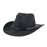 Western Cowboy Hut für Männer Frauen Klassische Western Filz Fedora Hüte mit breiter Krempe, perfekt für Cowboyhut Kostüm und Outdoor-Aktivitäten (Schwarz)