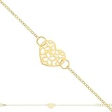Rodium - Goldene Armband, 14 Karat Gold / 585er Feingehalt, Idealer Goldschmuck für Frauen, Goldener Schmuck verstellbar 17-19 cm - Herz