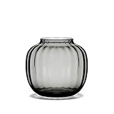 Holmegaard Vase H12.5 cm Primula Optisches Muster aus mundgeblasenem Glas, grau