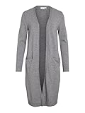 Vila Damen Viril Long L/S Knit Cardigan - Noos Strickjacke 14042770,Medium Grey Melange,XXL