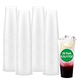 Oungy 50 Stück Plastikbecher 0,5 liter Plastikbecher Mehrweg 0.5l / 17OZ Becher Hartplastik Becher, Plastik Partybecher Transparent Kunststoffbecher für Geburtstag, Getränkepartys, Hochzeit