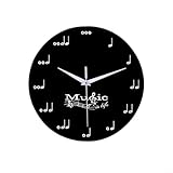 Künstlerische Wanduhr mit Musiknoten, 30 x 30 cm, Acryl, schwarz, Heimdekoration, stilvolles modernes Design für Wohnzimmer, Musikstudio, Klassenzimmer