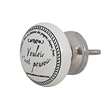 Knober Vintage Möbelknopf weiß Keramik Porzellan französisch Landhausstil Shabby-Chic 40mm Knauf Türgriff (Vouloir)