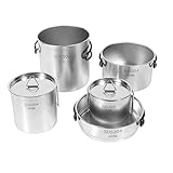 Aomiun Camping Kochgeschirr Set, Camping Kochset Edelstahl mit Aufbewahrungstasche,5 Teiliges Faltbares Kochgeschirr für Reisen Wandern Angeln Outdoor