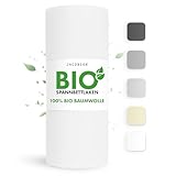 Jacobson Bio Spannbettlaken 180x200cm Baumwolle Spannbettlaken, GOTS zertifiziertes Bettlaken, 160g/m² Jersey Spannbetttuch (180x200, Weiß)