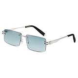 SHEEN KELLY Retro randlose Sonnenbrille für Männer Frauen Rechteck Ultra-Small Frame Sonnenbrille Durchsichtige Brille