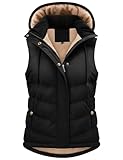 heekpek Damen Weste mit Kapuze Winterweste Ärmellose Fleeceweste Steppweste Kurz Reißverschlüsse Outdoor Warme Damenwesten Ärmellose Jacke Herbst Thermoweste, Schwarz, L