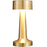 Tischlampe,Dimmbar Tischleuchte,Led Tischleuchte Metall,Touch Steuerung Augenschutz Leselampe,Kabellose Tischlampe Mit akku,USB Wiederaufladbare,Warmweiß Light,Golden (A)