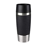 Emsa Travel Mug Classic Thermobecher, 360 ml, Isolierbecher hält 4h heiß, 8h kalt, 100 Prozent dicht, auslaufsicher, Quick-Press-Verschluss, 360 Grad-Trinköffnung, Kaffeebecher to go, Schwarz, 513361