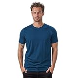 ALPIN LOACKER Merino Shirt Herren Kurzarm I Antischweißshirt I Merinowolle Tshirt I Thermooberteil atmungsaktiv, Blau M