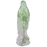 mookaitedecor Natürliche Kristall Fluorit Jungfrau Maria Statue, Religiöse Geschenk Gesegnete Gottesmutter Statue Figur Deko Stein Skulptur für Heimdekoration, 8,8-9,2 cm Hoch