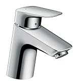 hansgrohe Logis - Waschtischarmatur mit Push-Open Ablauf, Wasserhahn Bad mit Auslauf Höhe 67 mm, Mischbatterie Waschbecken wassersparend (EcoSmart), Chrom, 71077000