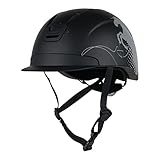 Horze Kinder Reithelm Ashley VG1, Reitkappe Mädchen verstellbar, Schwarz, 52-57