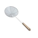 Abschäumer,Edelstahl-Abschäumer,16 cm, mit Spiralgeflecht, professioneller Schaumlöffel mit Holzgriff, Edelstahl-Sieb Sieb Schaufel zum Abtropfen to Pasta Frittieren Abschäumer.