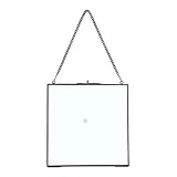 SUMNACON Hängend Bilderrahme aus Metall und Glas Fotorahmen für Familie Hochzeit Foto Geometrische Ornament Pflanze Probe Clip Für gepresste Blumen Fotos 20cm (Quadrat, Schwarz)