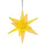 Cazador-del-sol ® - das Original | Estrella | 3D | schwebender Sonnenfänger-Stern gelb | Breite 20 cm | Höhe 20 cm