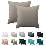 Nesture Kissenbezug 40 x 40 2er Set - kopfkissenbezug 40x40 cm Taupe, 100% Mikrofaser kissenbezüge mit Reißverschluss, Weich und Bügelfrei