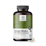 HealthyWorld Ginkgo Biloba mit sibirischem Ginseng 6600 mg - Hochdosiert - Unterstützung der kognitiven Funktion - 365 Tabletten für einen Jahresvorrat - Ginkgo-Extrakt 50:1 (120 mg) & 10:1 (60 mg)