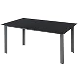Montafox Garten Esstisch Glastischplatte 150 x 90 x 75 cm Gartentisch 6 Personen Gartenmöbel Tisch Balkontisch Terrassentisch Glas Aluminium Witterungsbeständig