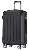 BEIBYE Hartschalen-Koffer Trolley Rollkoffer Reisekoffer Handgepäck 4 Rollen (M-L-XL-Set) (Schwarz, XL)