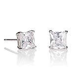 namana 925 Silber Eckige Ohrstecker für Herren, silberne Ohrringe mit quadratischem 6 mm Solitär Cubic Zirkonia, Quadratische Ohrringe aus Sterlingsilber für Männer mit Steinen