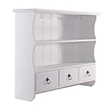 DESIGN DELIGHTS Landhaus WANDREGAL Frieda | weiß, 51x67 cm, mit Schubladen | Küchenregal, Wandschrank, Hängeregal, Shabby Chic Küchenschrank