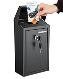Uniclife Briefkasten Schlüsselkasten für den Außenbereich, Metall Spendensammelbox mit Schlüsselschloss, sichere Vorschlagsbox Einwurfschlitz, Geldkassette Stahl für Home Office und Business