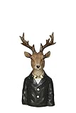 finehomegarden Hirsch Rentier Hirschbüste 11x9cm H22cm Skulptur Polyresin braun/schwarz Weihnachten Figur