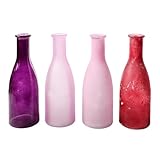 Vasen-Set Tischvasen-Set Dekoflaschen Glasvasen Dekovasen pink/rosa 4Stk.18x6cm