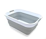 SAMMART 41L Collapsible Plastic Laundry Basket - Foldable Pop Up Storage Container/Organizer - Portable Washing Tub - Space Saving Hamper/Basket (Grau)
