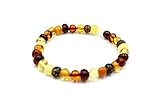 amber-us Baltisches Bernsteinarmband auf Elastischem Band | Mehrfachlänge | Mehrere Farben | Hergestellt aus natürlichen authentischen runden Bernsteinperlen | Bernstein Armband (Mix, 14)