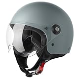 VINZ Duoro Roller Helm Jet Helm Mopedhelm Herren und Damen | in Gr. XS-XXL | Jethelm mit Visier | ECE 22.06 Zertifiziert | Motorradhelm | Erhältlich Nardo Grey