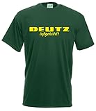 Deutz Luftgekühlt Oldtimer T-Shirt Herren, Kurzarm, Rundkragen | gelber Brustdruck | Grün | Größe XL
