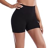 APMGONT Bauchweg Unterhose Damen, Hohe Taille Shapewear Nahtlose Miederhose, Leggings Miederpants, Bauchkontrolle Radlerhose, Anti Scheuern Shape Kurz Shorts (Schwarz, L)