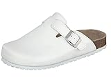 Supersoft Unisex Schuhe Arzt Praxis Clogs Pantoletten in Weiß mit Lederfußbett (Numeric_43)