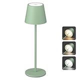 Aipsun Dimmbare led akku tischleuchte grün mit 5500mAh, Wiederaufladbar Warmweiß(2700k-6000k) Aluminium Outdoor Tischlampe IP54 wasserdicht für Restaurant, Schlafzimmer, Bar