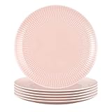 Seltmann Weiden Amina Rosé Frühstücksteller 6er Set, 23 cm, Runde Kuchenteller mit dezentem Relief-Muster, Spülmaschinen- und Mikrowellenfest, Porzellan, Rosa