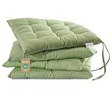 Lavea® Sitzkissen 40x40 cm Eukalyptus – 4er Set – mit Stoffbändern, Outdoor & Indoor geeignet – Bequeme und Waschbare Stuhlkissen für Garten, Balkon, Terrasse & Esszimmer
