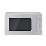 Panasonic NN-SM23QMEPG 20L Solo-Mikrowelle mit Glasschale, 800 W, Auftaueinstellung, 5 Leistungsstufen, Drehregler, kompaktes Design, Timer, Silber