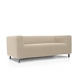 FAVERTI® Super elastischer Sofabezug, kompatibel mit dem Sofa KLIPPAN 2-Sitzer von IKEA | Modell Novelle | Beige | Qualitätsschutz aus Jacquard-Stoff und Baumwollgefühl