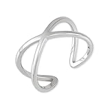GD GOOD.designs Ring verstellbar Silber für Damen in X-Form aus hautverträglichem Edelstahl I Silberner Damenring mit 18 Karat Vergoldung I Ringgröße 52,54,56,58