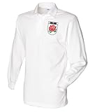 Super Lemon England-Poloshirt für Erwachsene, Rugby, exklusives Retro-/Vintage-Design, Unisex, langärmelig, weiß, L
