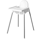 Retoo 90cm Kinderhochstuhl mit Tablett, Hochstuhl, Fütterungsstuhl Futterstuhl, Ernährungsstuhl, Fütterungssessel ab 6 Monaten bis 3 Jahre, Kleinkind Tisch Sitz, Stuhl für Säuglingsernährung, Weiß