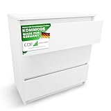 CDF Kommode mit Schublade Weiß Schrank Schubladenschrank 3 Schubladen Malm Kommode viel Stauraum Geeignet für Wohnzimmer Schlafzimmer Komodenschrank Organizer Kleidung 40T x 70B x 75H cm