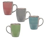 Kaffeetasse 250 ml aus Porzellan bunt/Innen creme - 4er Set - Kaffeebecher Tasse Becher
