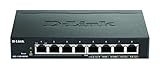 D-Link DGS-1100-08PV2/E, 8-Port Layer 2 Gigabit PoE Smart Switch (8 x 10/100/1000 Mbit/s BaseT PoE Port, 64W PoE Kapazität, lüfterlos, Metallgehäuse) - Nur EU-Netzkabel, Schwarz
