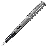Lamy AL-star graphite Füller – Füllhalter mit ergonomischem Griff & polierter Stahlfeder in Strichbreite M – leichtes Aluminiumgehäuse – inkl. Tintenpatrone T 10 blau – Rechtshänder
